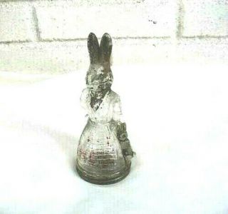 Rare Antique Glass Candy Container Mother With Baby Rabbit Closure