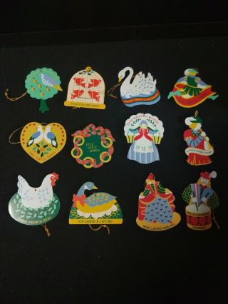 Vintage Avon 12 Days Of Christmas Ornaments Double Sided Metal