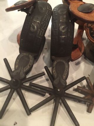 Two Pairs Of Antique Charro Mexican Spurs Silver 2