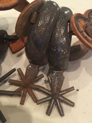 Two Pairs Of Antique Charro Mexican Spurs Silver 3