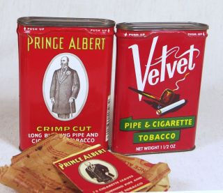 Velvet And Prince Albert Pipe & Cigarette Pocket Tobacco Tins