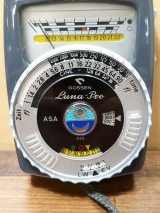Vintage Gossen Luna Pro Light Meter w/ Leather Case & Lanyard 2