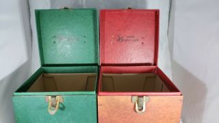 2 Vintage 45 RPM Record Cases Platter Paks (1950 ' s) Red,  Green 2