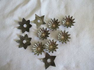 10 Vintage Christmas Light Reflectors Punched Tin Stars