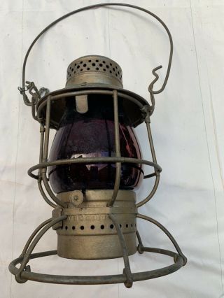 Vintage Armspear Mfg Co E.  M.  St.  Ry Railroad Lantern With Red Globe