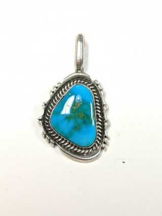 Vintage Navajo Sterling Silver And Blue Turquoise Pendant