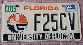 Aug 1994 Florida State License Plate