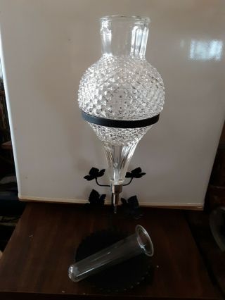 Vintage Wine Aerator Dispenser Wrought Iron & Glass W/chiller Stand 20 "