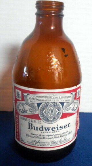Vintage Budweiser Steinie Bottle,  1980 