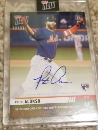 Roy Pete Alonso 2019 Topps Now 257a Auto Rc Rookie - 88/99 Mets Record.