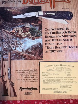 Vintage Remington Baby Bullet Knife Cardboard Counter Display Advertising NO RES 2