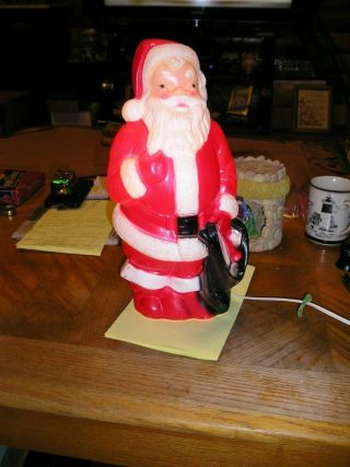 1968 Blow Mold Vintage Lighted Santa 13” Classic Look Empire Plastic Co