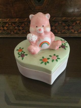 1983 Vintage Care Bears Trinket Candy Ceramic Box