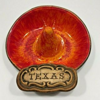 Small Vintage Texas Souvenir Pottery Ashtray,  Sombrero,  Treasure Craft,  Usa,