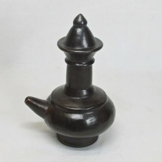 D903: Chinese Water Pot Of Old Dark Brown Glazed Pottery With Good Atmosphere