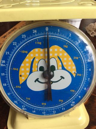 Vintage Baby Scale Nursery Decor Yellow Blue 25 Pounds Really