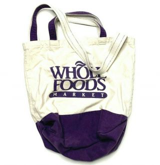Vtg Whole Foods Market Reusable Shopping Bag Purple Biege