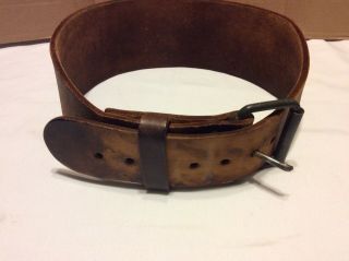 Vintage Heavy Duty 4” Leather Weight Lifting Workout Belt Brown (handmade)