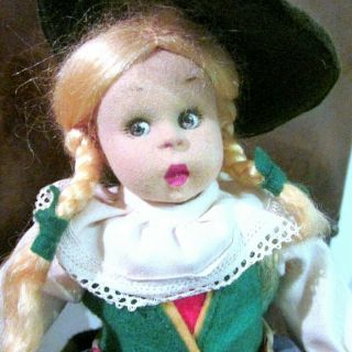 Vintage Lenci Sewn Felt Mascotte Doll - Tiroloi Girl - All W/tags