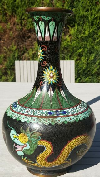 Large Antique Chinese Cloisonne Vase Dragon Design 19th 20th Century