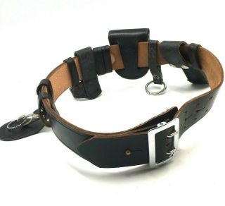 Jay - Pee Size 34 Police Duty Leather Belt Handcuff Mace Baton Holders Black Vtg
