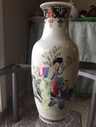 19c Chinese Antique Famille Rose Porcelain Vase Qianlong Mark