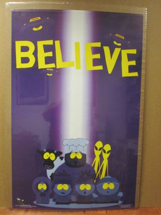 Vintage South Park Believe Comedy Central 1998 Poster Cartoon 7036