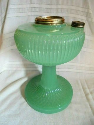 Antique Aladdin Jadeite Green Moonstone Vertique Kerosene Oil Lamp