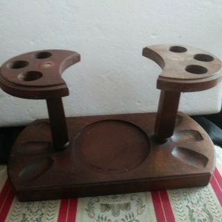 Vintage Pipe Stand Holder For 6 Pipes Walnut Tobacco Smoking No Humidor