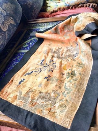 Antique Chinese Silk Embroidery Kesi Brocade Dragon Panel 2