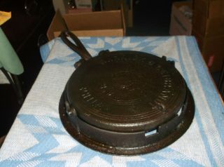 Antique Cast Iron Waffle Iron 8.  9,  Warnick & Lebrandt,  Phila. ,  Pa.