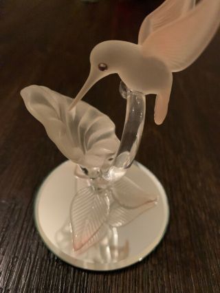 Vintage Glass Baron Blown Glass Hummingbird In Flight On Flower Figurine