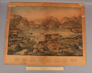 Large Folio 19thc Antique Lakes Of Killarney Ireland Currier & Ives Lithograph