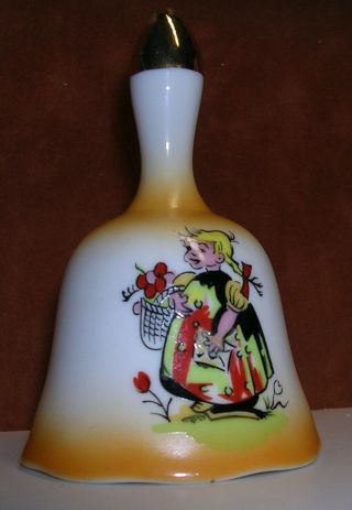 Small Vintage Porcelain Bell Dutch Girl Theme 4 " Tall