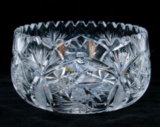 Vintage American Brilliant Style Cut Glass Centerpiece Fruit Bowl Dish