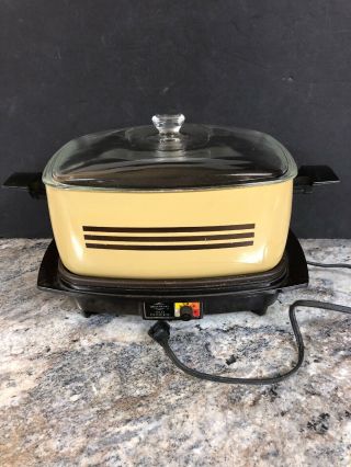 West Bend 4 Qt Slow Cooker W/griddle Non - Stick Pan Made In Usa 300 Watts Vintage