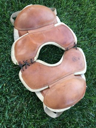 Antique Old Early 1900’s Rawlings All Tan Leather Vintage Football Shoulder Pads