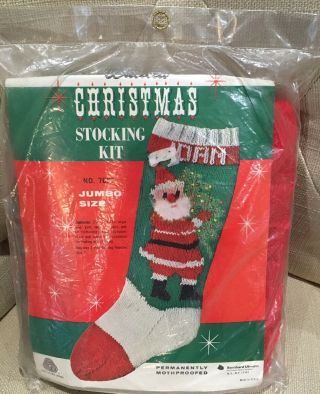 Nip Vintage Bucilla Jumbo Christmas Stocking 7621 Wool Knit Kit