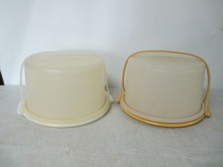 2 Large Vintage Tupperware Cake Carrier Holder W/ Handle
