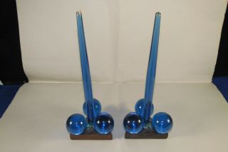 2 Vintage Mcm Lucite Candlesticks,  Grape - Ball Candle Holders Mid - Century Modern