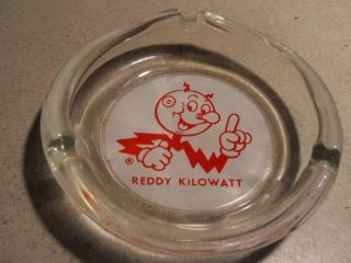 Vintage Reddy Kilowatt Glass Ash Tray 4.  5 Inch Round Shape