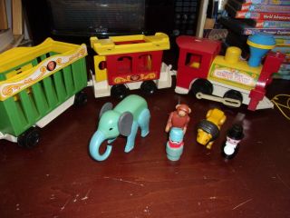 Vintage 1973 Fisher Price Circus Train 991 Animals & Conductor,  Lion Tamer