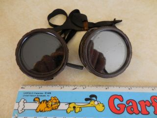 Vtg.  Welding Goggles Brown Blk.  Strap Vented Made In Usa Pat.  2233664 Ships