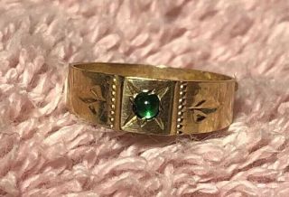 Vintage 10k Gold Green Stone Baby Ring