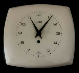 Vintage Mid Century Iller Made In Germany White Ceramic Wall Clock With Key