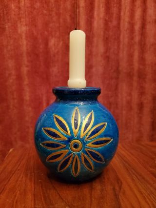 Vintage Blue Bitossi Art Pottery Candlestick Vase