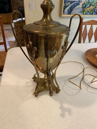 Antique Brass Samovar Coffee Pot,  Tea Urn,  Percolator Deposef Converted Lamp