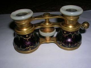 Antique Enamel French Opera Glasses By Flammarion