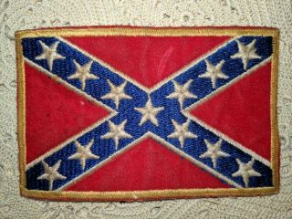 Vintage Confederate Patch Velvet Embroidered 3 X 4 - 3/4