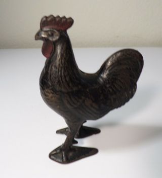 Antique Painted Chicken Rooster Cast Iron Still Bank